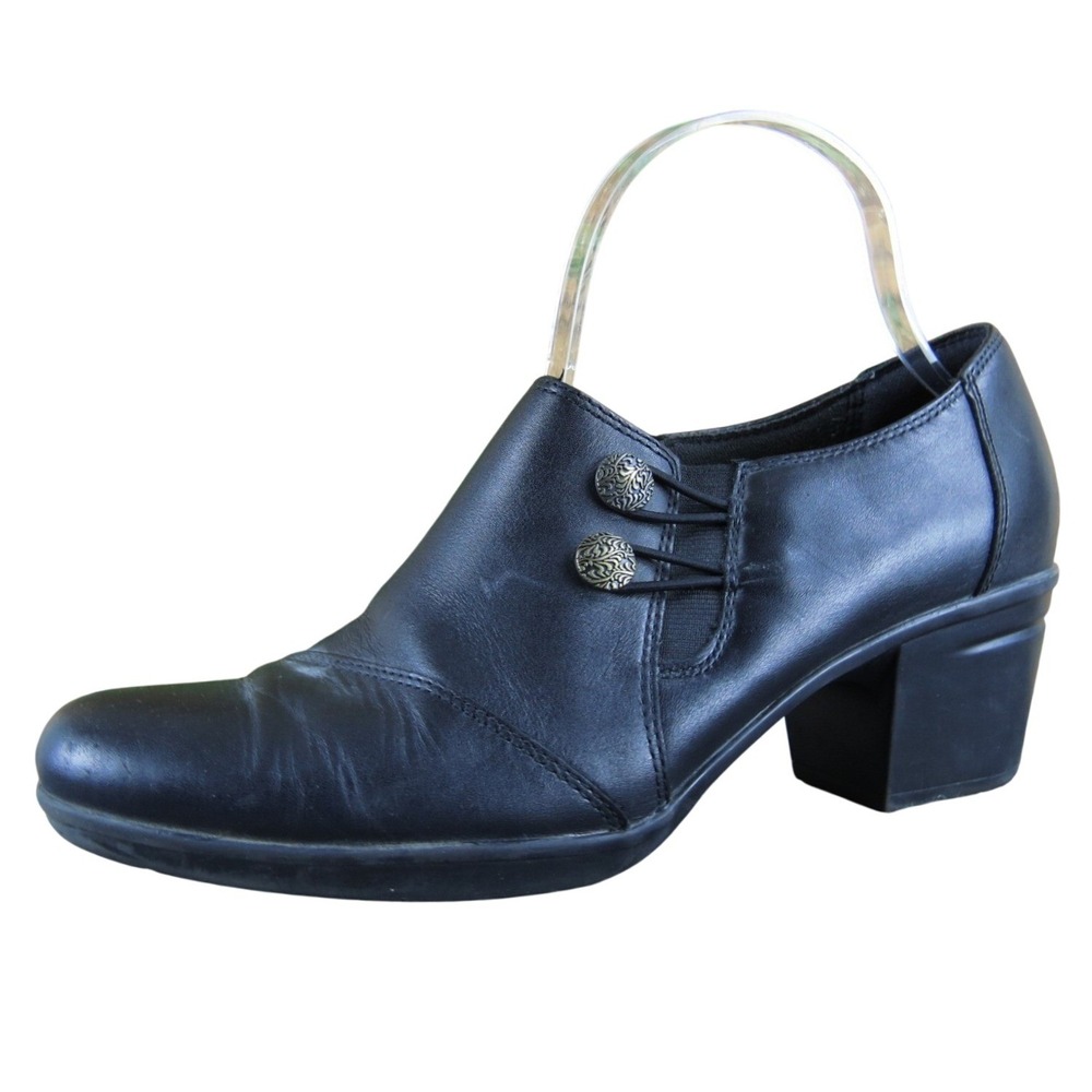 Clarks Collection Women Ankle Bootie Size 9 Professional Dress Black Leather